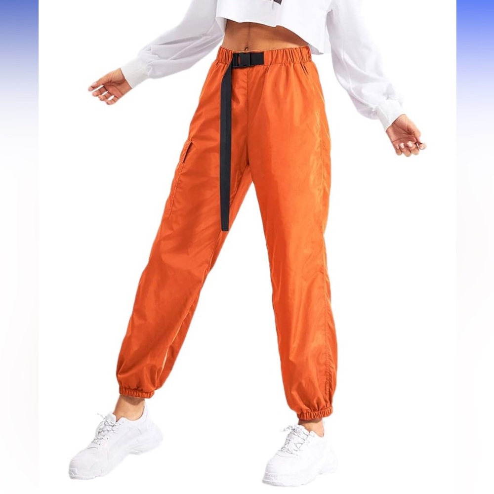 FLOERNS Women's Drawstring Pockets Casual Neon Joggers Baggy Cargo Pants